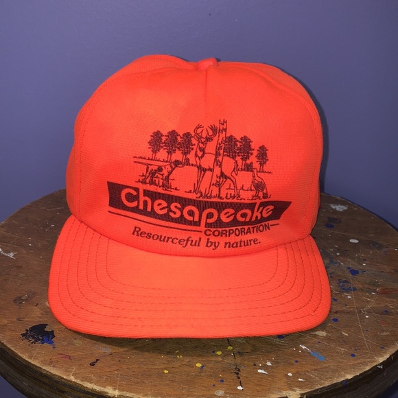 Vintage USA made floppy puffy trucker SnapBack hat full 6 panel blaze orange cap - Picture 2 of 15